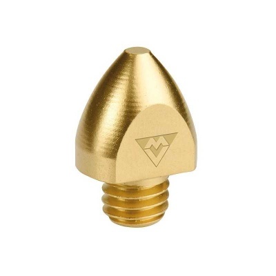 Bico de impressão 3D dourado com rosca e logotipo triangular