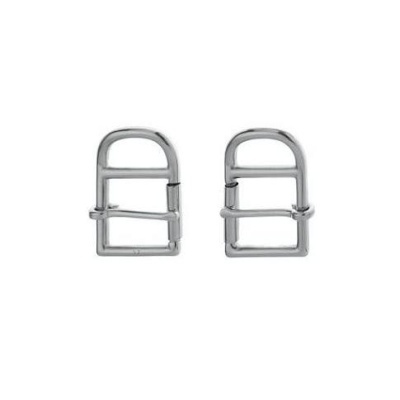 Par de argolas metálicas retangulares prateadas