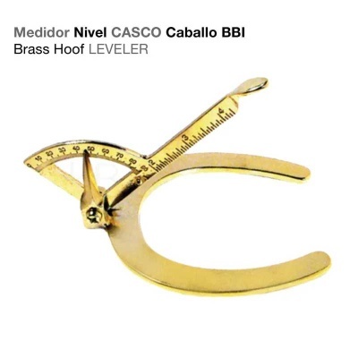 Dispositivo medidor em latão para cascos de cavalo com régua graduada e formato em U