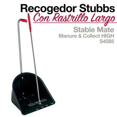 Recogedor Stubbs com cabo longo vermelho e suporte preto