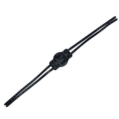 Correia elástica preta dupla com fivela plástica central para ajuste