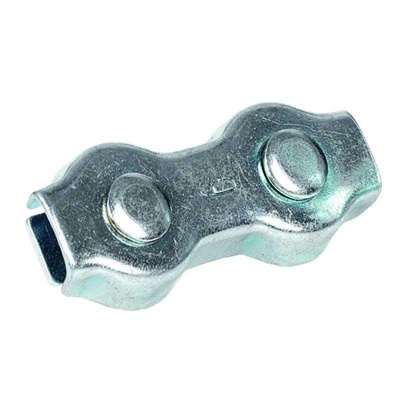 Conector metálico prateado para cabos com dois parafusos