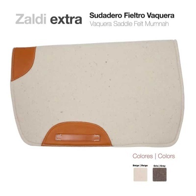 Almofada para sela bege com detalhes em couro castanho Zaldi extra
