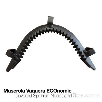 Muserola vaquera ECONomic coberta metálica preta com dentes serrilhados