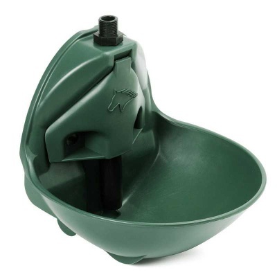 Bebedouro automático verde em plástico com símbolo de cavalo