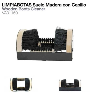 Limpiabotas de madeira com escovas pretas para calçado