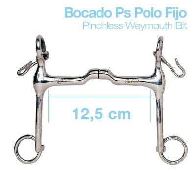 Bocado PS Polo Fijo em metal prateado com 12,5 cm de largura