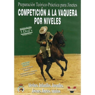 Capa de DVD verde com cavaleiro a montar cavalo e texto em espanhol