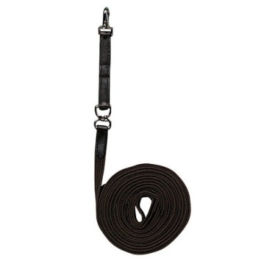 Trela preta para animal de estimação com gancho metálico e alça em pele sintética