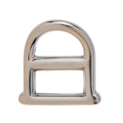 Fecho metálico prateado em forma de arco