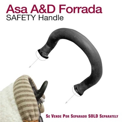 Asa A&D Forrada preta para carrinho de bebé com texto informativo