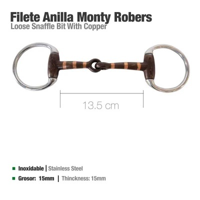 Filete anilha Monty Robers com cobre, aço inoxidável, 13,5 cm, fundo branco.