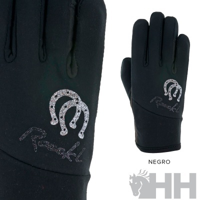 LuvAS pretas com logotipo prateado e palavra ROECKL.