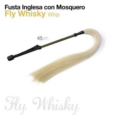 Fusta inglesa com mosquero Fly Whisky Whip de 45 cm com cabo escuro e borla longa clara