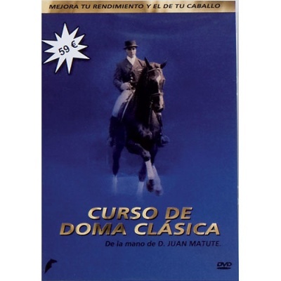 Capa DVD curso de doma clássica com cavaleiro e cavalo
