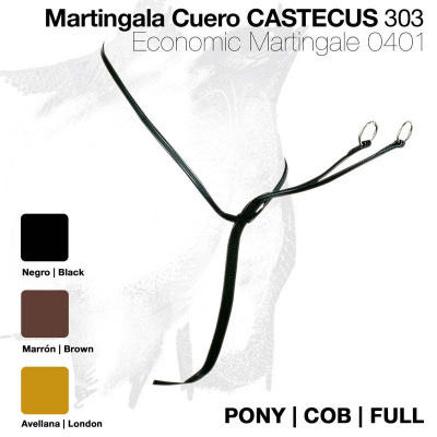 Martingale de couro preto com argolas metálicas e opções de cores e tamanhos