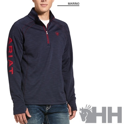 Sweatshirt azul marinho masculina com fecho e texto vermelho