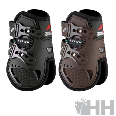 Protetores de casco para cavalo em preto e castanho com fechos ajustáveis