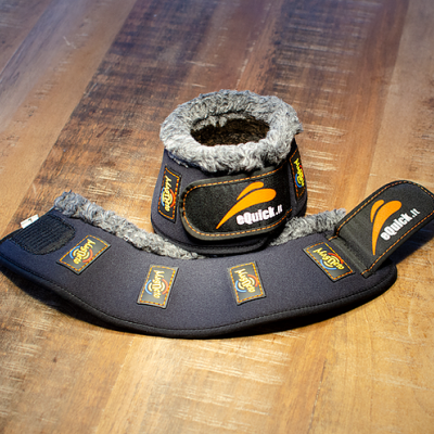 Conjunto de acessórios eQuick.it pretos com interior cinzento felpudo