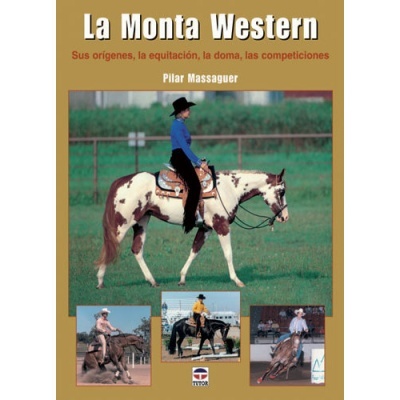 Capa de livro sobre monta western com cavalo e cavaleiros em diferentes poses