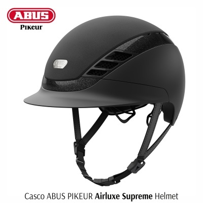 Capacete preto ABUS Pikeur Airluxe Supreme para equitação com alças ajustáveis