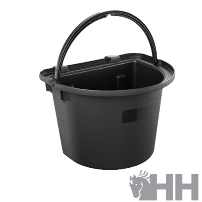 balde preto com pega móvel em fundo branco