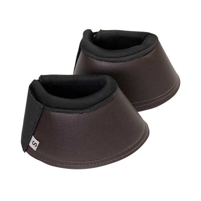 Protetores de tornozelo em couro castanho com interior preto e fecho em velcro