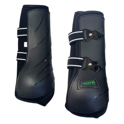Botas de proteção preta para equitação com fechos metálicos e elásticos