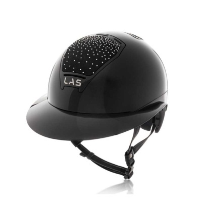 Capacete de equitação preto com cristais e detalhe LAS