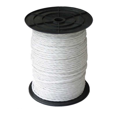 Carretel preto com corda branca trançada