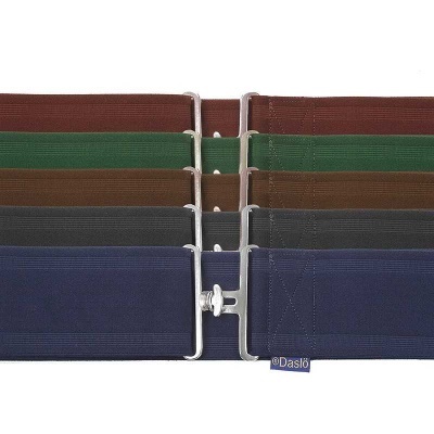 Cinco cintos de tecido coloridos com fivelas metálicas