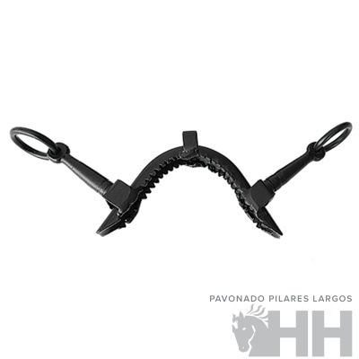 Estojo de couro preto com patilhas largas e argolas