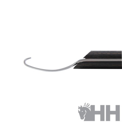 Ferramenta com cabo de madeira e lâmina curva metálica