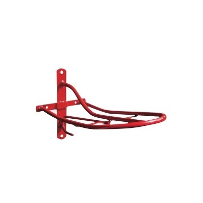 Suporte de parede vermelho em metal tubular curvo