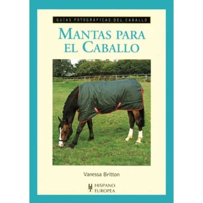 Capa de livro com cavalo usando manta verde pastando