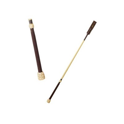 Cola de cavalo em couro castanho e bege bicolor com texturas trançadas