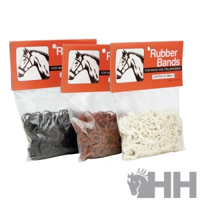 Pacotes de elásticos para crina e cauda de cores preta, castanha e branca