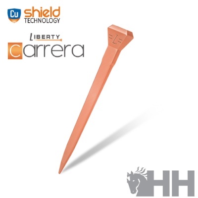 Prego de campo laranja em plástico com gravação LF e logos de proteção e marca