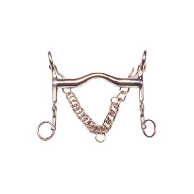 Freio metálico para cavalo com corrente e argolas