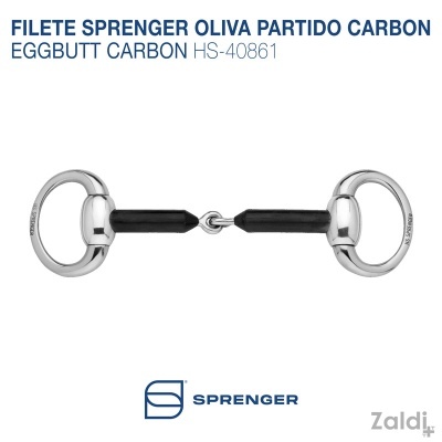 Freio de cavalo Sprenger Oliva partido carbono com texto e logotipo Sprenger