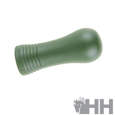 Objeto verde alongado com a palavra Diamonte numa base sobre fundo branco com logotipo HH