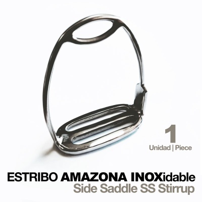 Estribo de aço inoxidável prateado com base perfurada