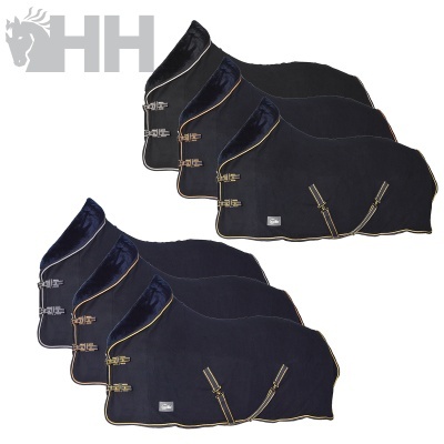 Conjunto de mantas para cavalo azul e preto com fechos metálicos