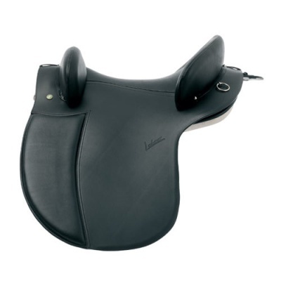 Sela de equitação preta em couro com almofadas elevadas