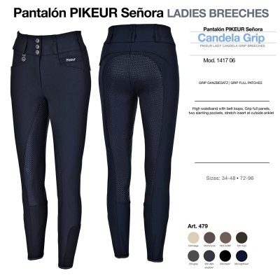 Calças de senhora PIKEUR Candela Grip pretas com padrão grip nas pernas e costas