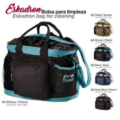 Bolsa para limpeza Eskadron em cores Choco e Petrol com alças pretas e bolsos