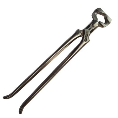 Alicate grande de metal prateado com boca larga em forma de garra