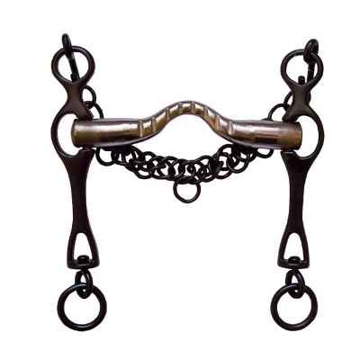 Freio metálico para cavalo com hastes e corrente
