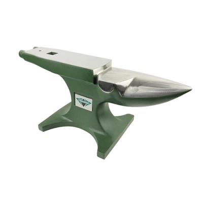 Bigorna metálica verde com topo de aço polido