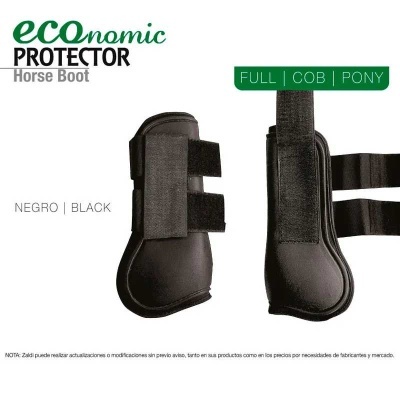 Par de botas de proteção pretas para cavalos com tiras de velcro da marca ECONOMIC PROTECTOR